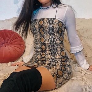 Etophe Studios Snakeskin Print Bodycon Mini Dress Size Small